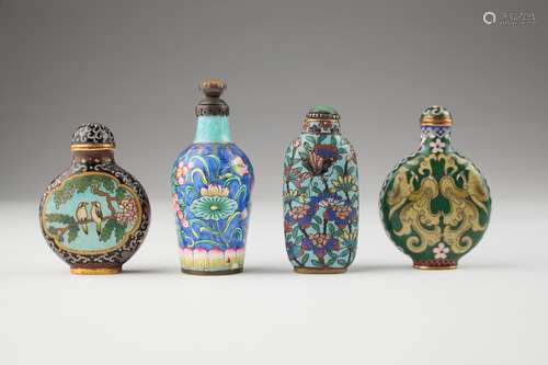 A group of four cloisonne and enamel snuff bottle,