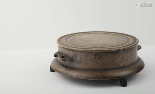 A Chinese bronze tripod censer stand,