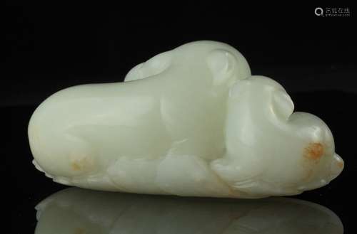 Qianlong period white jade cats group - Chinese