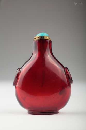 A Chinese cherry red glass snuff bottle,