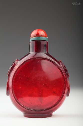 A Chinese ruby red glass snuff bottle,