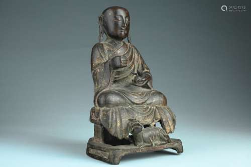 A Chinese bronze figure of Lohan,