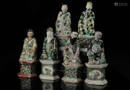 Old group of six Chinese porcelain immortals