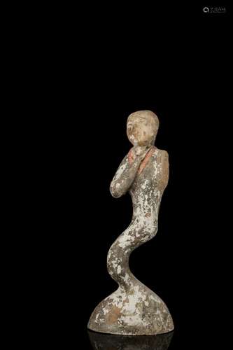 A Chinese pottery figure of a female dancer,