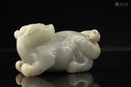 An impressive old Chinese jade beast and bird