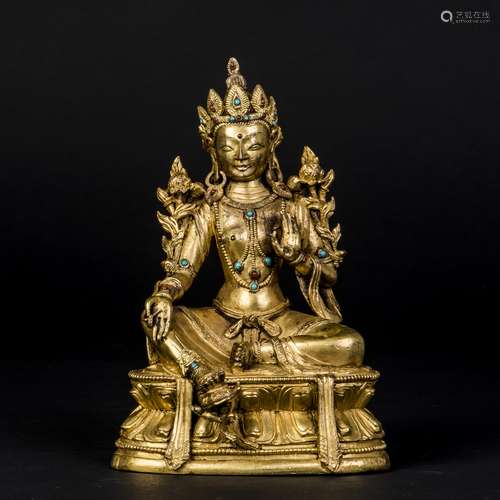 A STATUE OF SHYAMA TARA, QING DYNASTY, QIANLONG PERIOD