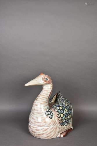 A PAIR OF FAMILLE-ROSE ENAMELLED GOOSE TUREENS AND COVERS