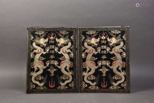 A PAIR OF BLACK DRAGON LACQUERED BOXES, 19TH CENTURY
