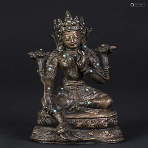 A STATUE OF SHYAMA TARA, 14TH CENTURY