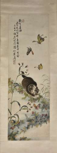 YANG XIANGCHEN (QING DYNASTY), CAT AND BUTTERFLY