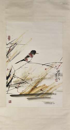 YANG ZHENGXIN (1942-), BIRD AND FLOWER