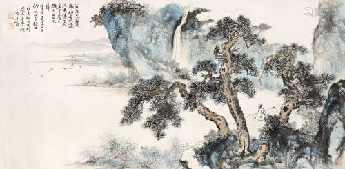 胡佩衡（1892～1962） 庚寅（1950年）作 山水 横披 设色纸本