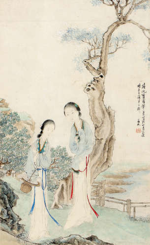 吴友如（?～1893） 辛巳（1881年）作 仕女 立轴 设色纸本