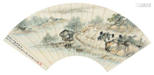 张炎夫（1911～1988） 辛巳（1941年）作 山水 立轴 设色纸本
