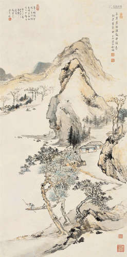 潘素（1915～1992）  张伯驹 乙巳（1965年）作 拟新罗山人 立轴 设色纸本