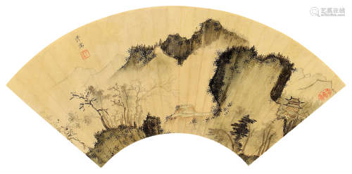 溥儒（1896～1963） 山水 镜框 设色纸本