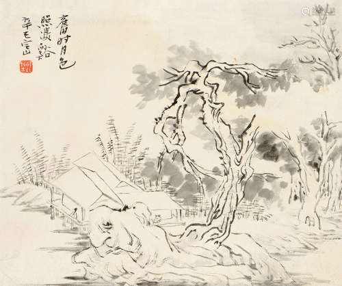 陈定山（1896～1989） 辛丑（1961年）作 山水 立轴 水墨纸本