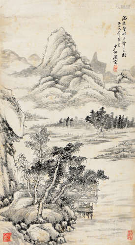 周棠（1806～1876） 山水 立轴 水墨纸本