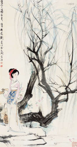 刘旦宅（1931～2011） 庚申（1980年）作 浣纱女 立轴 设色纸本
