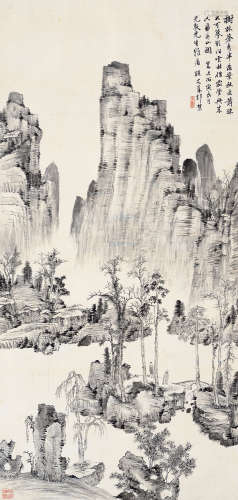 秦宝瓒（1856～1928） 丙寅（1926年）作 山水 立轴 设色纸本