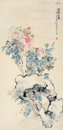任薰（1835～1893） 己卯（1879年）作 富贵长春 立轴 设色纸本
