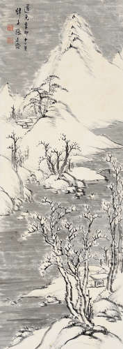 张廷济（1768～1848） 辛卯（1831年）作 雪景山水 镜心 水墨纸本