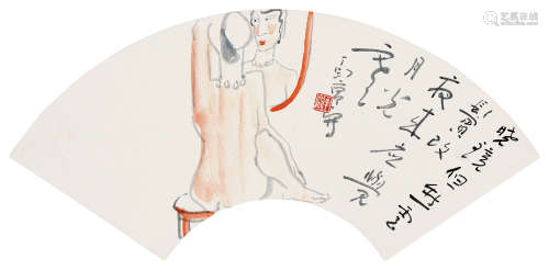 丁衍庸（1902～1978） 晓镜 扇页 设色纸本