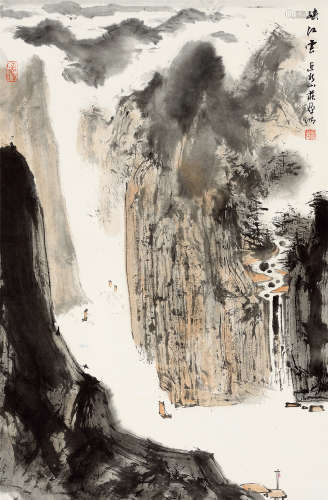 亚明（1924～2002） 峡江云 镜心 设色纸本