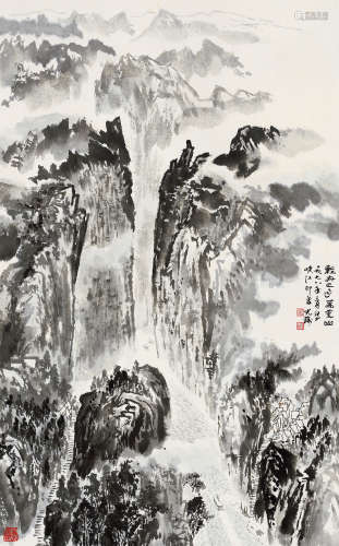 金光瑜（b.1941） 戊午（1978年）作 峡江印象 立轴 水墨纸本
