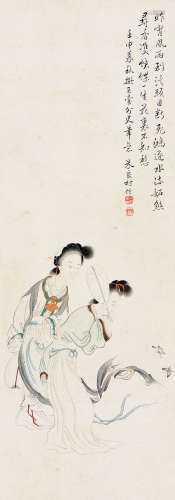 朱良材（1864～?） 壬申（1932年）作 朴蝶图 立轴 设色纸本