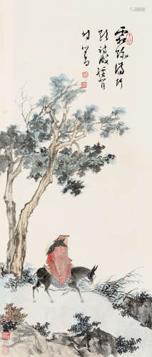 溥儒（1896～1963） 高仕驴游 立轴 设色纸本