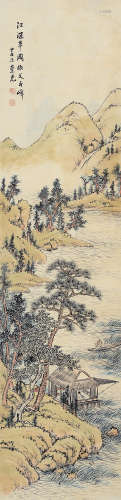 陈崇光（1838～1896） 江深草阁图 立轴 设色纸本