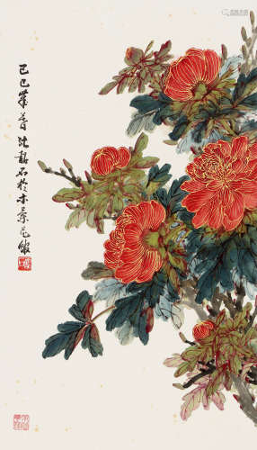 张韶石（1913～1991） 己巳（1989年）作 花卉 镜心 设色纸本