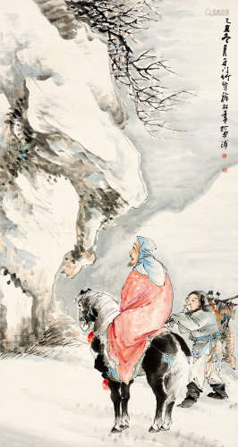 徐林（?～1925后） 乙丑（1925年）作 雪山行旅 立轴 设色纸本