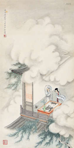 王叔晖（1912～1985） 乙酉（1945年）作 人物 立轴 设色纸本