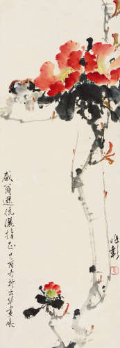 黄兆彰（现代） 己酉（1969年）作 花鸟 镜心 设色纸本