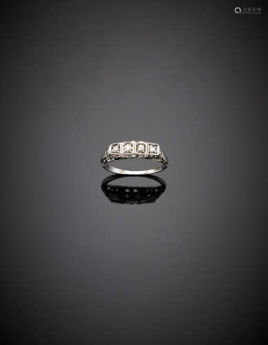 Platinum ct. 0.15 circa diamond and huit.huit diamond ring, g 1.95 size 15/55.