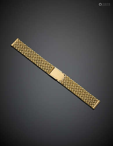Yellow gold adjustable interlaced watch strap, g 34.60, length cm 15.50 circa.