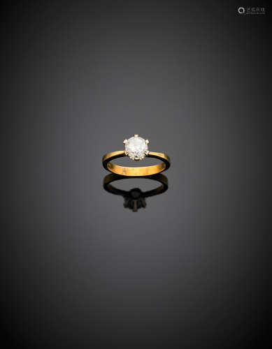 Bi-coloured gold ct. 0.90 circa diamond ring, g 3.54 size 13/53.