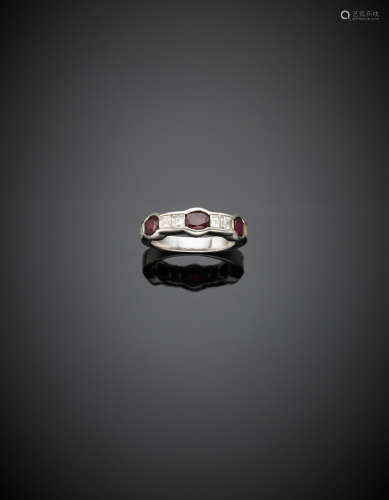 Platinum carr? diamond oval ruby ring, g 7.49 size 12/52.