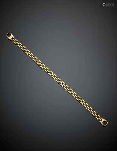 Yellow gold articulated modular bracelet, g 14.00, length cm 18.50 circa.