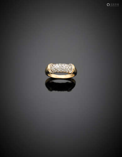 Bi coloured gold diamond set ring, signed Cartier g 4.61 size 14/54.