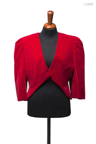ROBERTO CAPUCCIRuby-red velvet short jacket (signs of wear)
