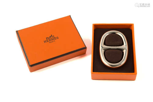 HERMESBuckle shaped metal scarf ring, with original box
