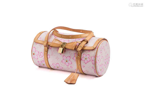 LOUIS VUITTON(Takashi Murakami)Pink Murakami Cherry Blossom Papillon bag, cm 28. Original dust bag. (defects)