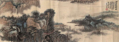 吴湖帆 1894-1968 江上云林阁图 纸本镜片