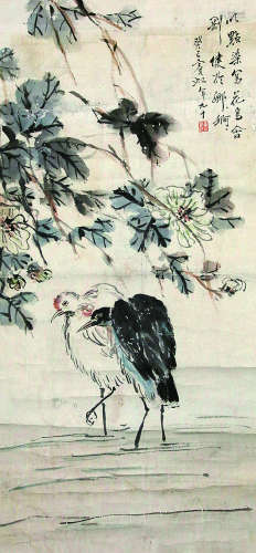 黄宾虹 1865-1955 花鸟 纸本立轴