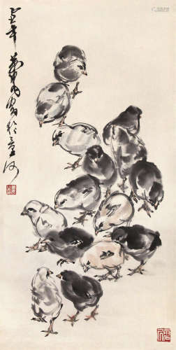 黄胄 1925-1997 鸡 纸本立轴