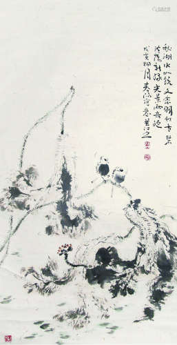 霍春阳 1946- 花鸟 纸本立轴