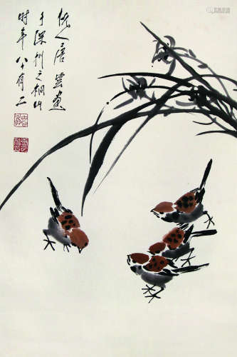 唐云 1910-1993 花鸟 纸本立轴